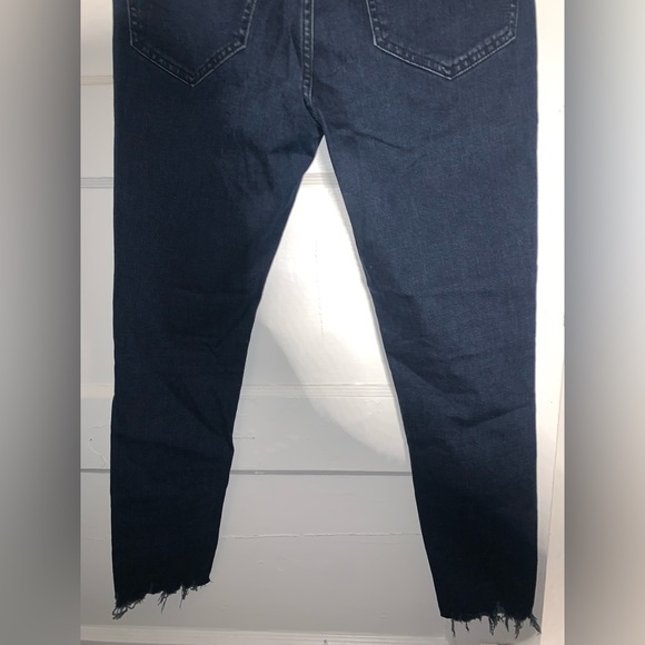 Express high waisted dark wash ripped raw hem super soft skinny jeans size 6S - Picture 11 of 11